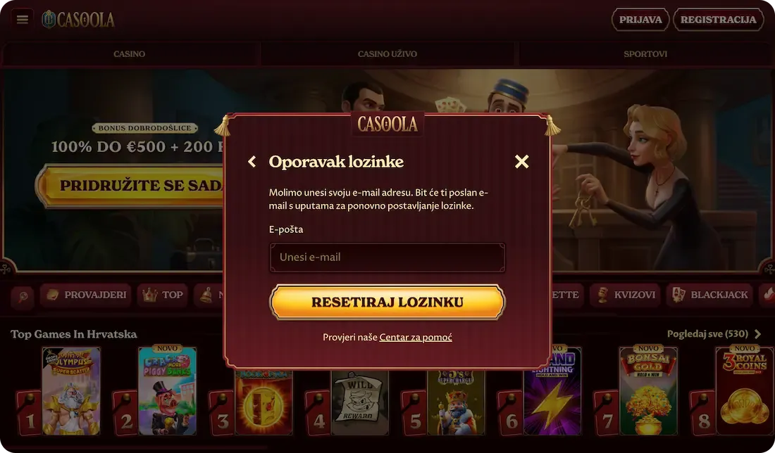 casoola casino zaboravljena lozinka