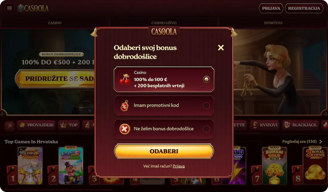 casoola casino bonus dobrodošlice